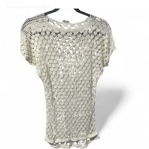 Vintage Boho Cream Crochet Knit Top